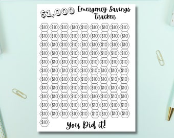 Emergency Fund, Fund Tracker, Save 1000, Printable Challenge, Printable Savings