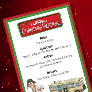 Christmas Vacation, Christmas Dinner and Movie Night Menu | Christmas Movie Idea, Family Movie Nights | Family Friendly Menus CUSTOMIZABLE