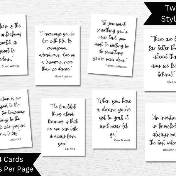 Graduation Quote Cards, Printable, Graduation Embellishments, Graduation Decor, Graduation Wishes, Congratulations, Wisdom, Encouragement