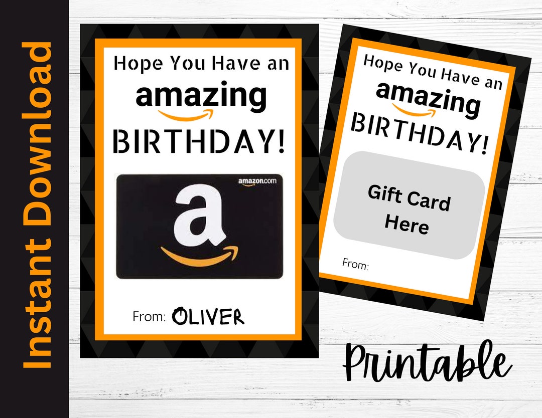 PRINTABLE Amazon Gift Card Holder, Birthday, Birthday Gift Card Holder, Birthday for Him