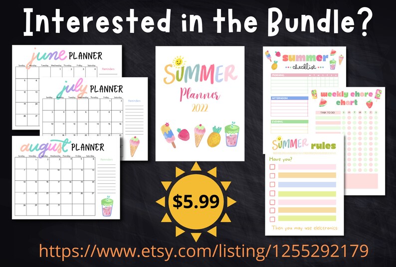 Summer Assignment Chart Printable Editable SUMMER Chore Chart, Summer Activities, Summer ...