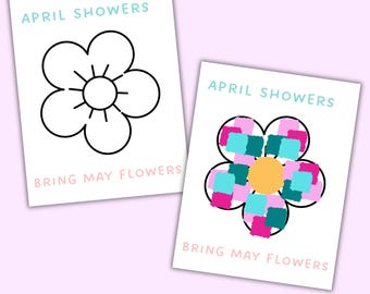 Spring Craft template for kids, Flower craft for daycare, preschool, kindergarten, homeschool, spring flower craft