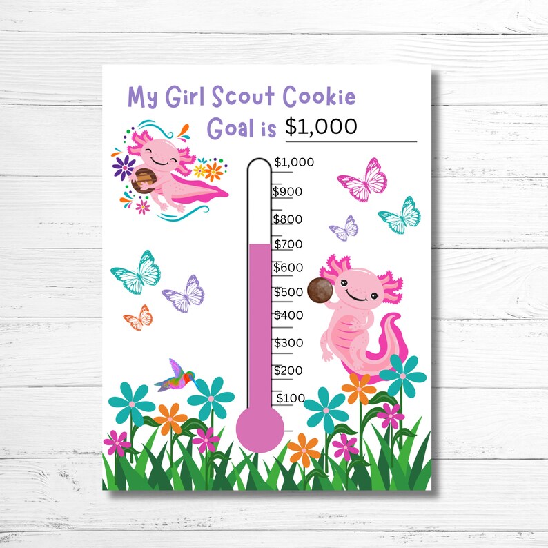Girl Scout Cookies Goal Setting Tracker Worksheet Booth Fundraising