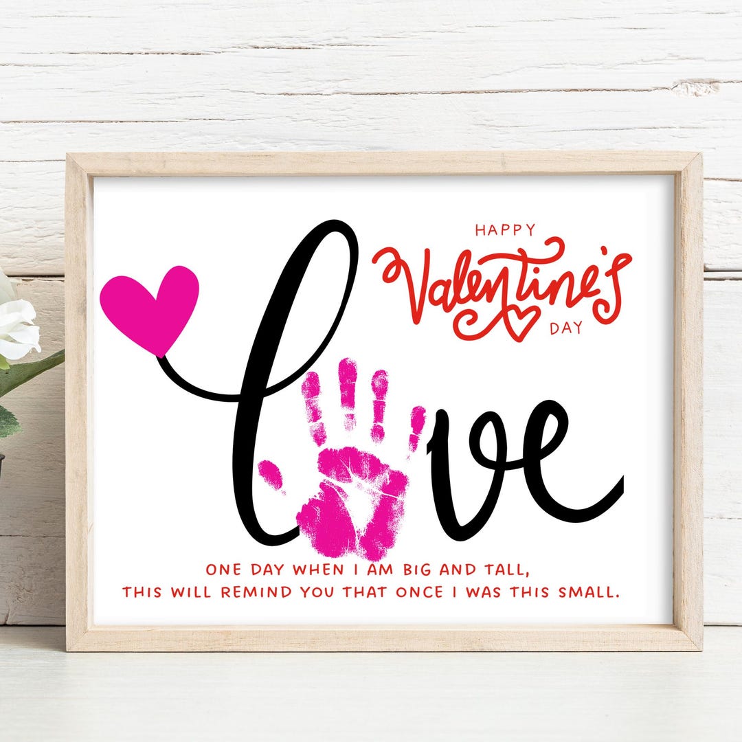 PRINTABLE Valentines Day Handprint Art Craft for Kids, Keepsake Art ...