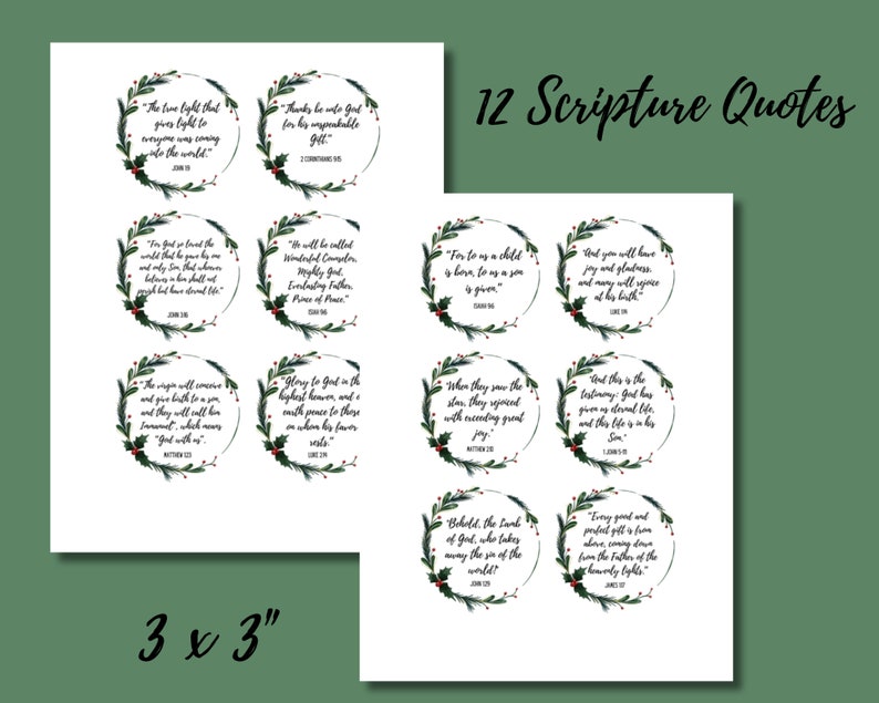 Christmas Bible Verses, Christmas Scripture Cards Printable, Christian ...
