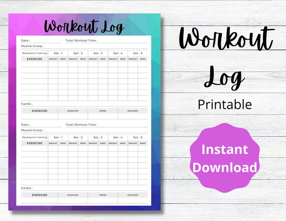 Printable Workout Log - Etsy