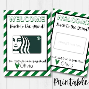 PRINTABLE Starbucks Gift Card Holder, Back to School, Teacher Thank You, Teacher Gift