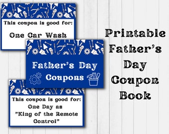 PRINTABLE Coupon Book, Father's Day, Printable Voucher