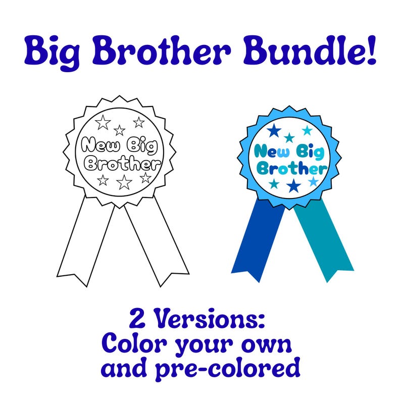 Big Brother Bundle Printable – Big Brother Certificate, Crown, Badge ...