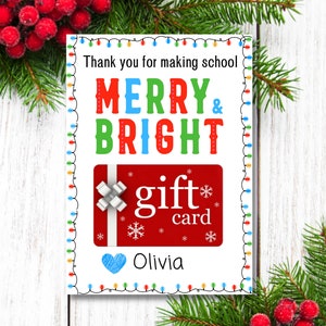 PRINTABLE Gift Card Holder, Christmas, Teacher Gift, Merry Christmas, Gift Card Printable, Last Minute Christmas Gift