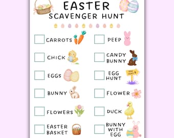 Búsqueda del tesoro de Pascua para niños, juego de Pascua para interiores y exteriores, pistas de búsqueda del tesoro, pistas de búsqueda de Pascua, búsqueda de huevos de Pascua, actividades de Pascua para niños
