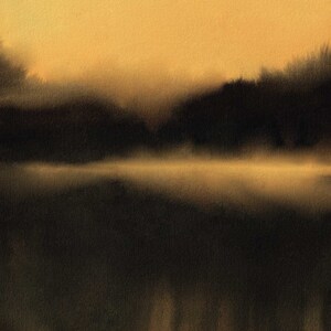 Sunset Lake Wall Art | Abstract Lake Landscape Original Watercolor Painting Home Decor | Nature Painting on Canvas for Lake House Gift