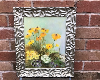 Vintage Floral Oil Painting, Signed Still Life, Framed Canvas Art