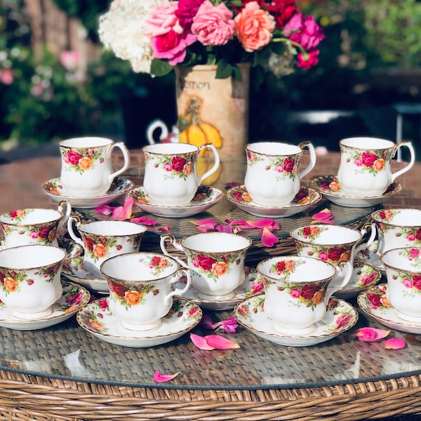 Royal Albert Fine Bone China Tea cup and Saucer Coffee Mugs Old Country Rose Pattern Selections Sold Individually circa 1960+ Christmas Gift