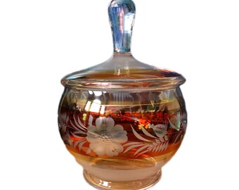 Vintage Czech Bohemian Cranberry Cut-to-Clear Crystal Compote Dish