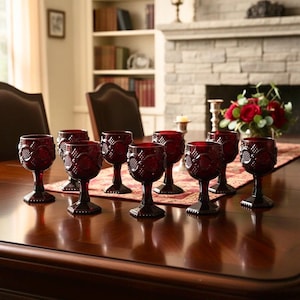 Vintage Avon Ruby Red Cape Cod Goblet: 1876 Pattern Wine Glass