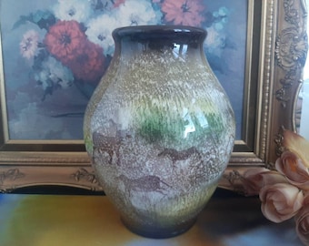 Ceramic Vase, 10" SEYEI Pottery Lascaux Cave Vase, Retro Brown Vase, A+ Rank,
