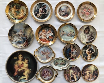 22K Gold Limoges France Miniature Portrait Plate, Collectible Fine China