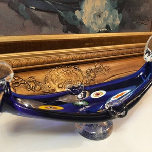 Murano Glass, Vintage Art Glass Gondola Boat, Multicolored Millefiori, Venetian Glass Art, Made in Italy