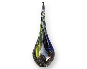 Vintage Murano Glass Vase: Hand Blown Multicolored Art Glass
