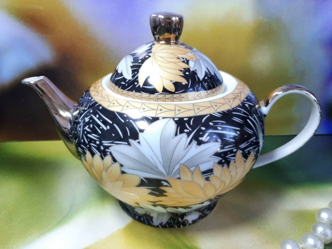 Floral Fine Porcelain Teapot Etsy