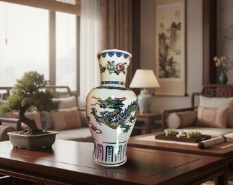 Vintage the Dance of the Celestial Dragon Porcelain Vase by Chien