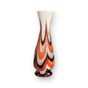 14“ Murano Glass Vase Art Nouveau Vase, Carlo Moretti Designed, Opaline Florence Glass Vintage Art Glass Vase Circa 1960s  Art Deco Vase