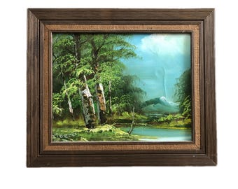Vintage Impressionist Oil Landscape Painting, Signed, Framed