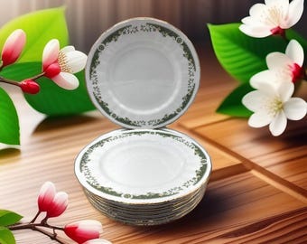 Vintage Paragon Fine Bone China Luncheon Plates, Flower Pattern Gold Trim, Lynwood Series