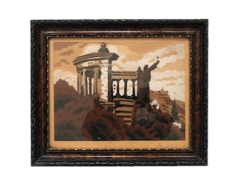 Vintage Budapest Gauche Painting, Framed Arena Cityscape, 1970s