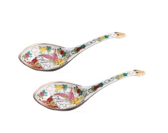Set of 2 Antique Chinese  Porcelain Spoons in large size