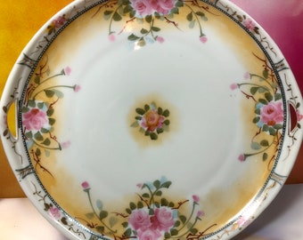 Antique Nippon Style Plate: 10" Floral Embossed Dinner Plate