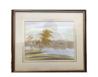 Vintage Canadian Landscape Watercolor Painting, Framed Art, Signed