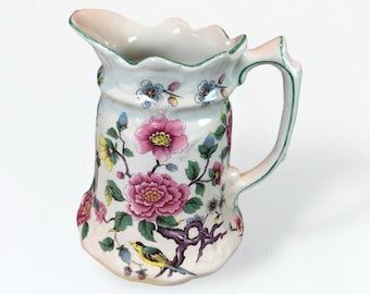 Vintage Old Foley James Kent Porcelain Pitcher, Chinese Rose Chinoiserie