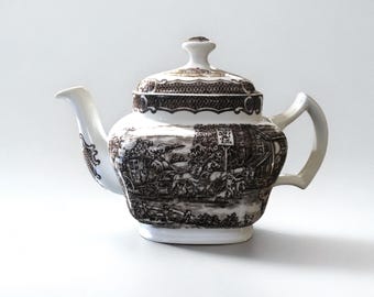 Vintage Wood & Sons Teapot, The Post House, English Transferware