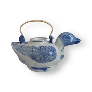 Duck Shape Blue and White  Ceramic Teapot