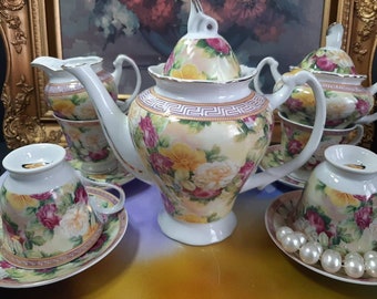 Modern Rococo Style Floral Full Tea Set