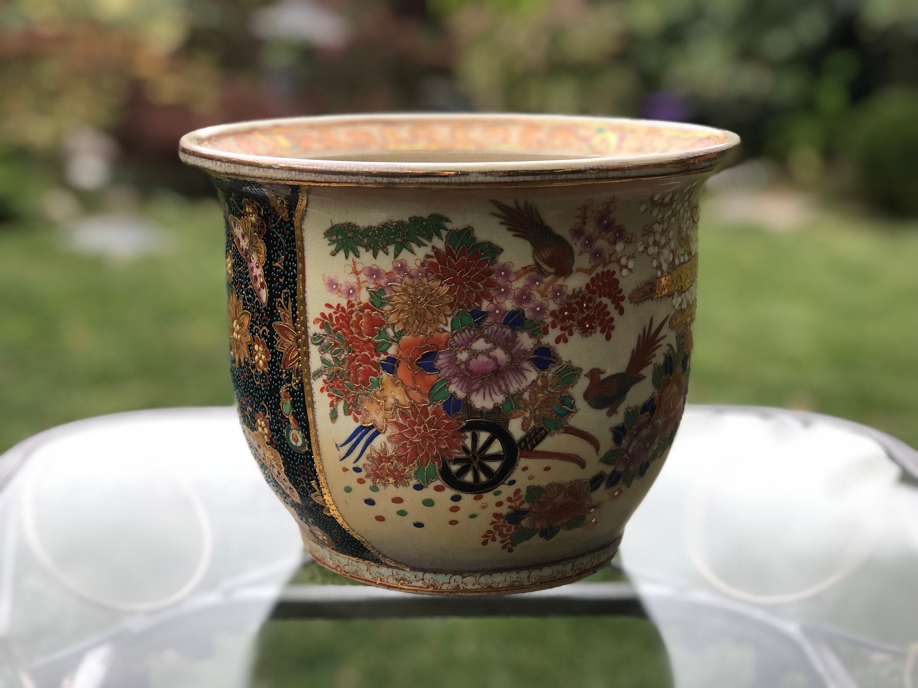 Antique Satsuma Planter Indoor Flower Planter Japanese Etsy