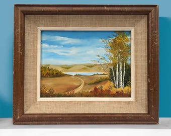 Antique Autumn Landscape Oil Painting, Signed, Framed