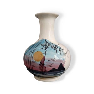 Ceramic Vase For Flowers, French Impressionist Original Painting, Hand Painted Vase, Flower Vase, 8&quot;x 5&quot;, Vase gift idea