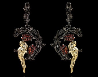 Earrings - Golden parrot