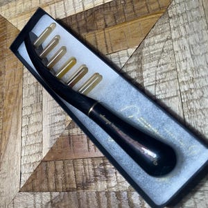 Personalized Black Buffalo Horn Comb | Custom Engraved Anti-Static Massage Comb | Scalp & Hair Care Gift