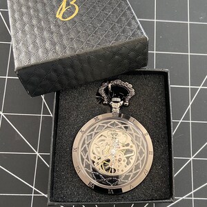 Black victorian mechanical pocket watch image 4