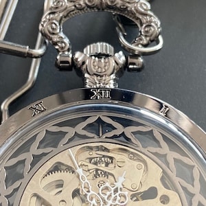 Black victorian mechanical pocket watch image 6