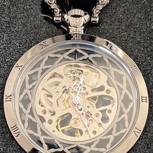 Black victorian mechanical pocket watch image 1