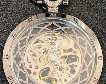 Black victorian mechanical pocket watch