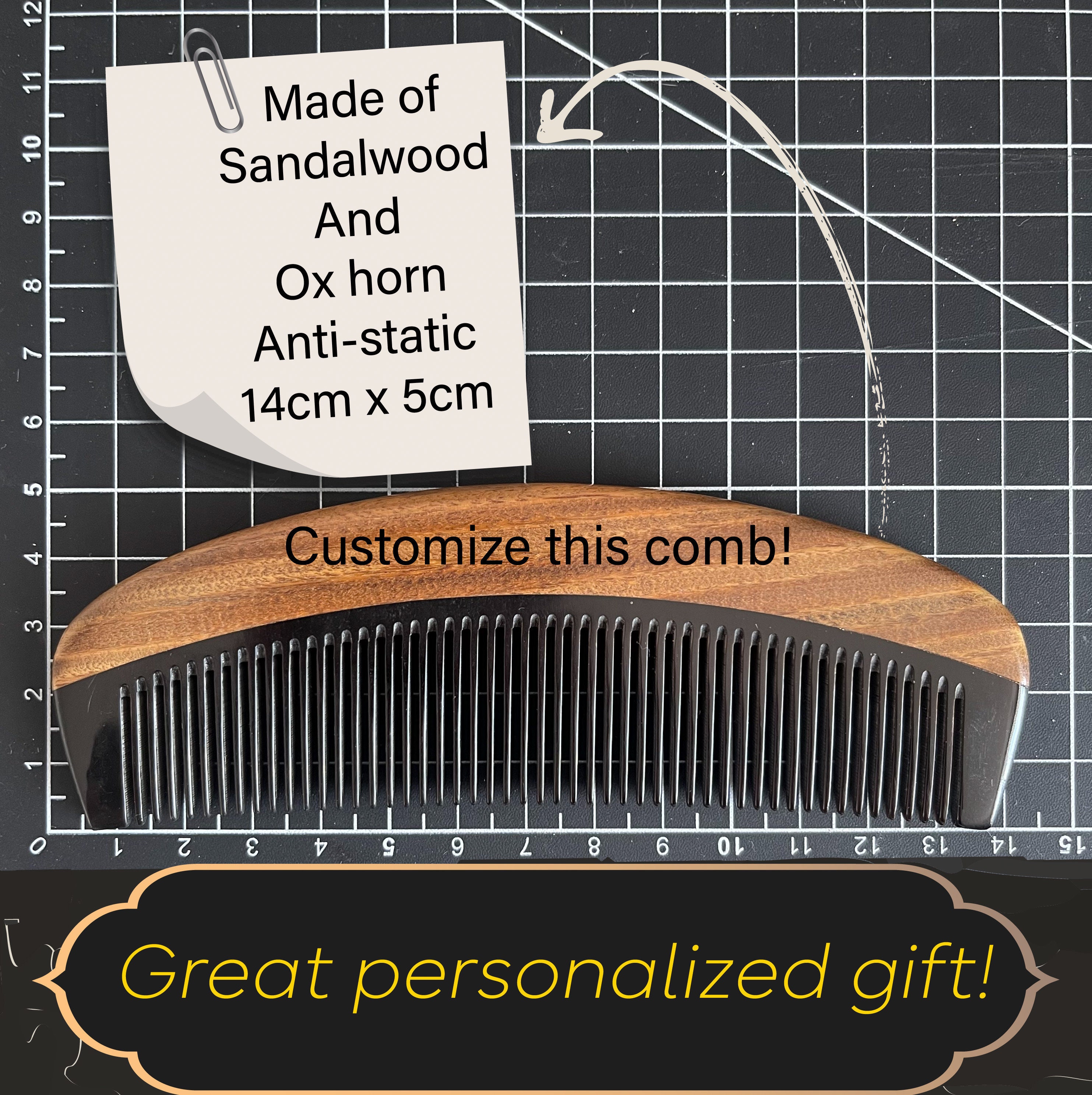 Handgefertigter Oxhorn Kamm Mit Breiten Zähnen – Antistatisch, 21x5 Cm, In Geschenkbox