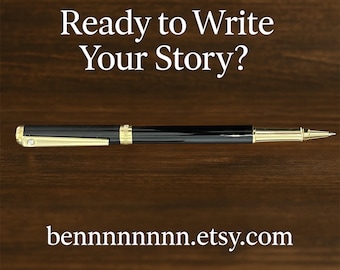 Custom Engraved HERO A06 Rollerball Pen – Elegant Metal Body, Black Gel Ink, Gold Trim – Luxury Gift for Writers & Professionals