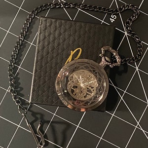 Black victorian mechanical pocket watch image 8