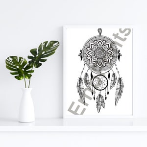 Digital dreamcatcher print, Digital wall art, wall print, dreamcatcher, digital download, wall decor